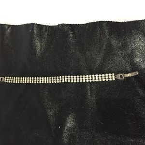 vintage rhinestone 3 strand bracelet-silvertone